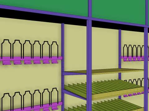 Wine Bottles Display Gondola 3D Model