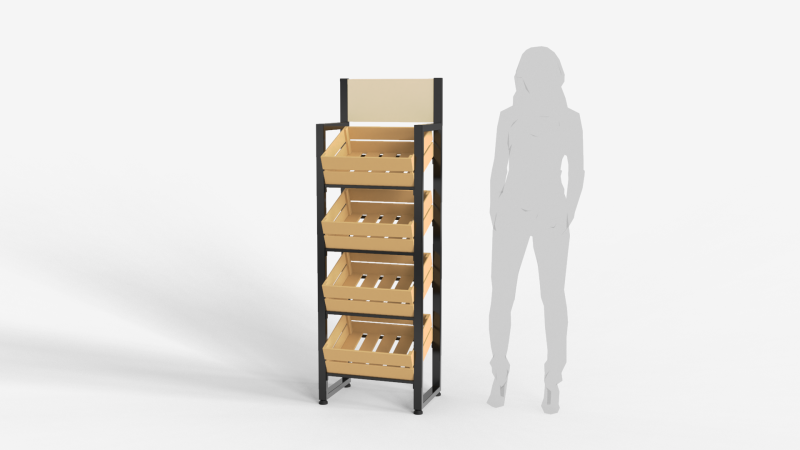 Wooden Boxes Display Rack 3D Model .c4d .max .obj .3ds .fbx .stl .blend