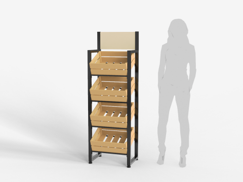 Wooden Boxes Display Rack 3D Model
