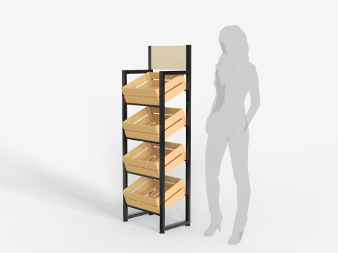 Wooden Boxes Display Rack 3D Model