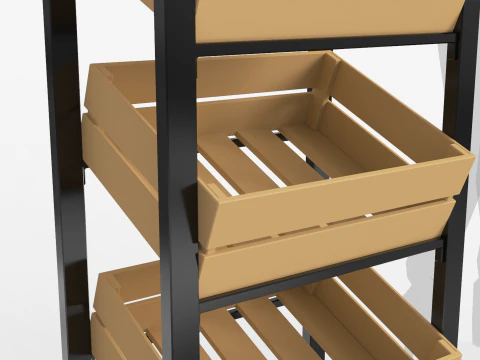 Wooden Boxes Display Rack 3D Model
