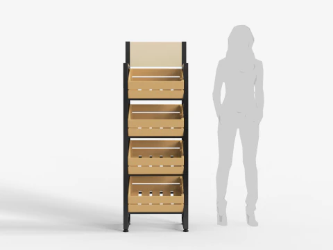 Wooden Boxes Display Rack 3D Model