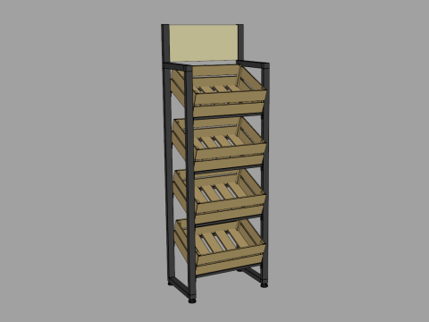 Wooden Boxes Display Rack 3D Model