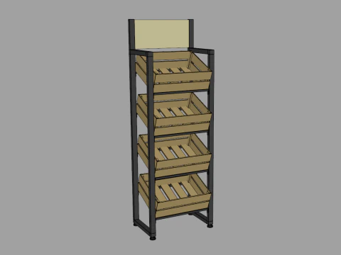 Wooden Boxes Display Rack 3D Model