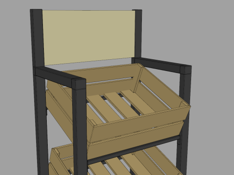 Wooden Boxes Display Rack 3D Model