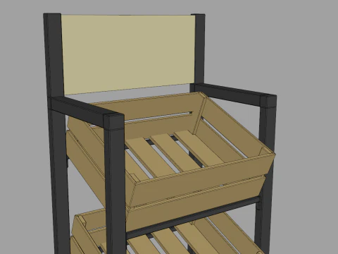 Wooden Boxes Display Rack 3D Model