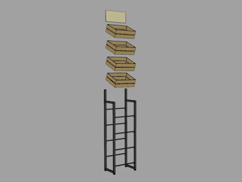 Wooden Boxes Display Rack 3D Model