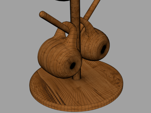 Wooden Cups With Holder 3D 模型