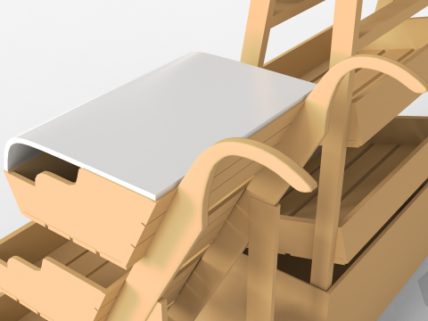 Wooden Display With Cart Model 3D