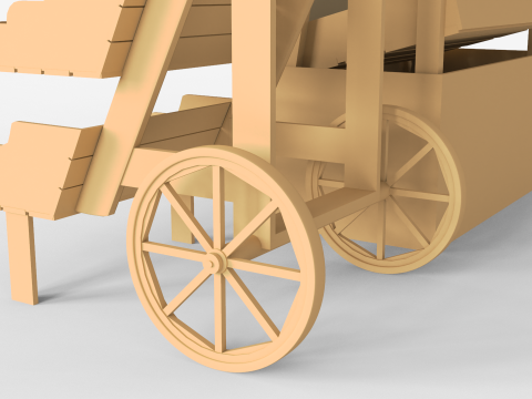 Wooden Display With Cart Model 3D