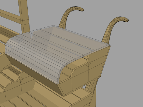 Wooden Display With Cart Model 3D