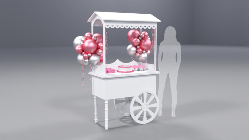 Wooden Party Candy Cart 1 3D 模型 .c4d .max .obj .3ds .fbx .stl .blend 