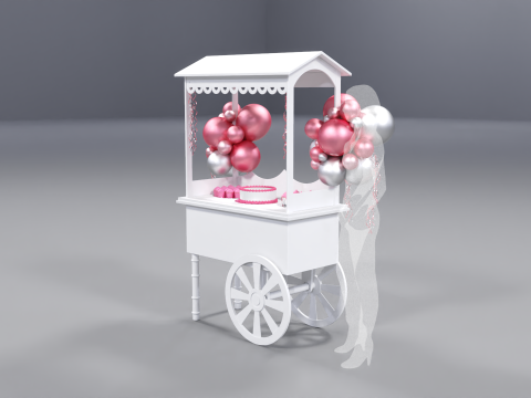 Wooden Party Candy Cart 1 3D 模型