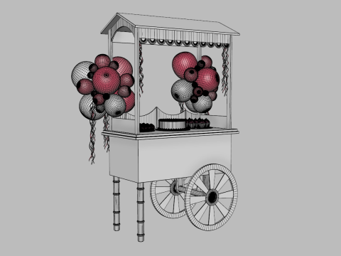 Wooden Party Candy Cart 1 3D 模型