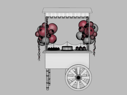 Wooden Party Candy Cart 1 3D 模型