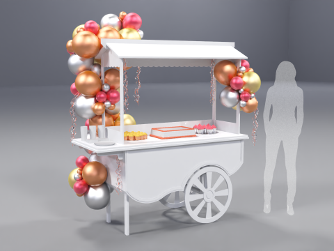Wooden Party Candy Cart 2 Model 3D