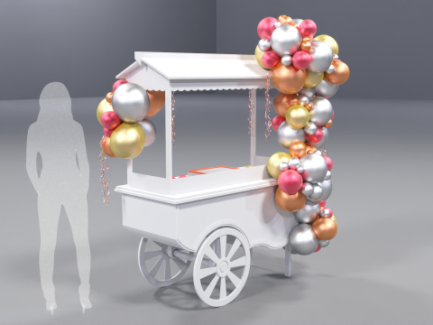 Wooden Party Candy Cart 2 3D Model