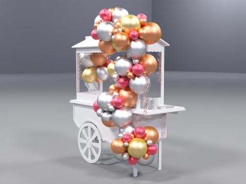 Wooden Party Candy Cart 2 3D Model