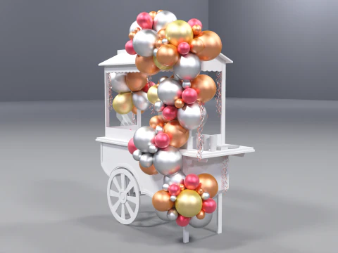 Wooden Party Candy Cart 2 3D Model