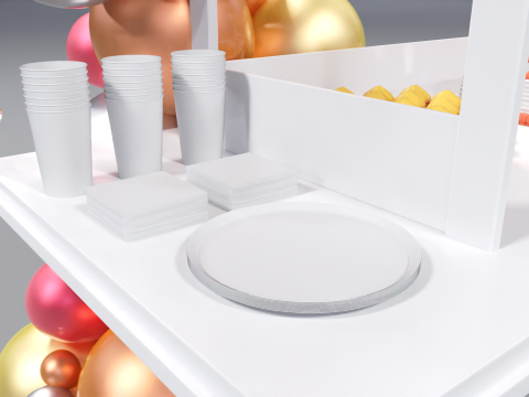 Wooden Party Candy Cart 2 3D Model
