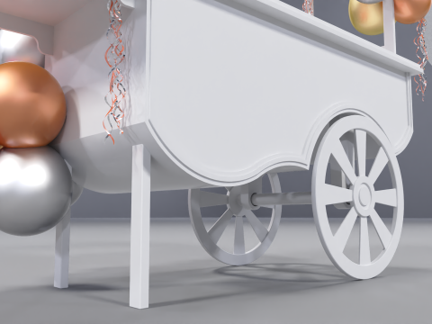 Wooden Party Candy Cart 2 3D Model