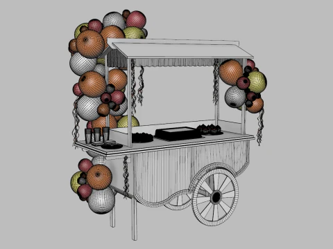 Wooden Party Candy Cart 2 3D Model