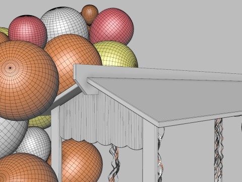 Wooden Party Candy Cart 2 3D Model