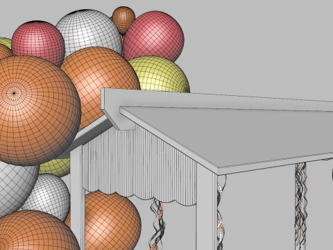 Wooden Party Candy Cart 2 3D Model