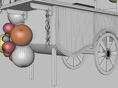 Wooden Party Candy Cart 2 3D Model