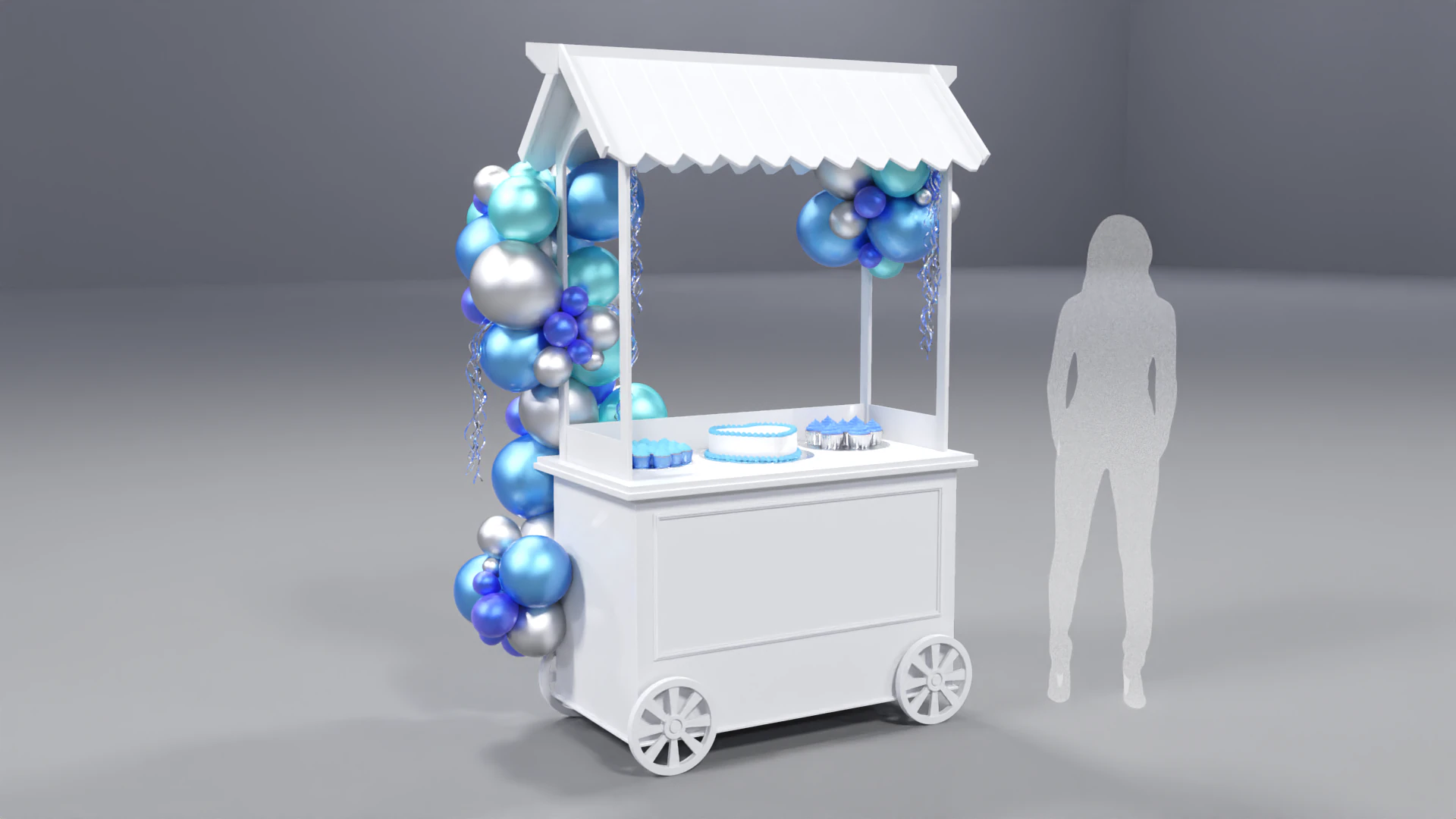 Wooden Party Candy Cart 3 3D Model .c4d .max .obj .3ds .fbx .stl .blend 