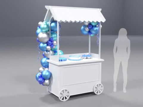 Chariot à bonbons de fête en bois 3 Modèle 3D