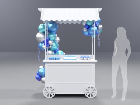 Wooden Party Candy Cart 3 3D Model