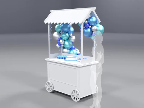 Wooden Party Candy Cart 3 3D Model