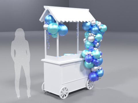 Wooden Party Candy Cart 3 3D Model