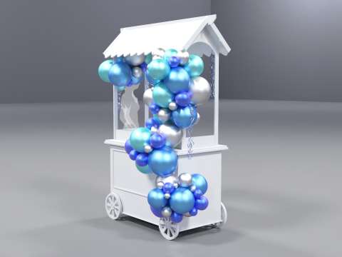 Wooden Party Candy Cart 3 3D Model