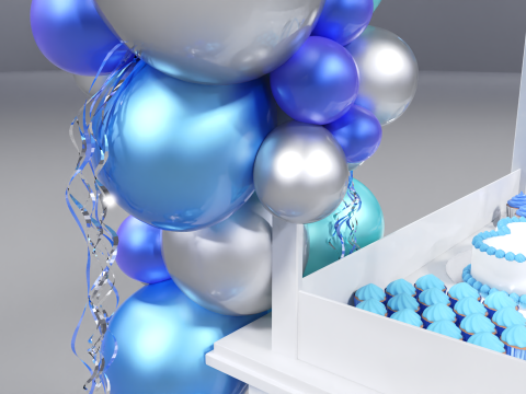 Wooden Party Candy Cart 3 3D Model