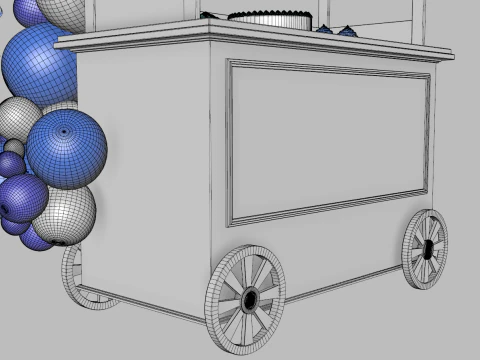 Wooden Party Candy Cart 3 3D Model
