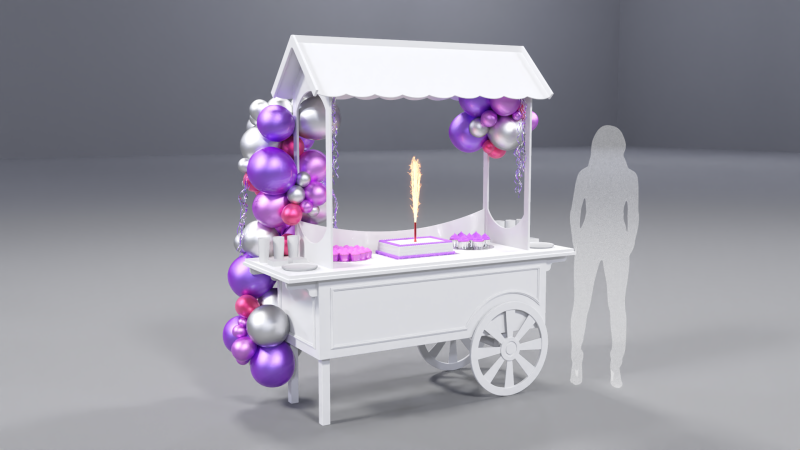 Wooden Party Candy Cart 4 3D Modell .c4d .max .obj .3ds .fbx .stl .blend 