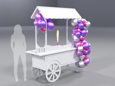 Wooden Party Candy Cart 4 3D Modell