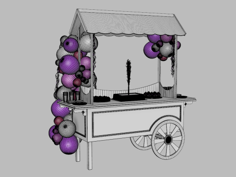 Wooden Party Candy Cart 4 3D Modell
