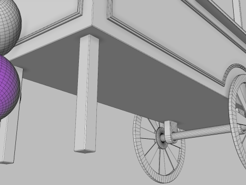 Wooden Party Candy Cart 4 3D Modell