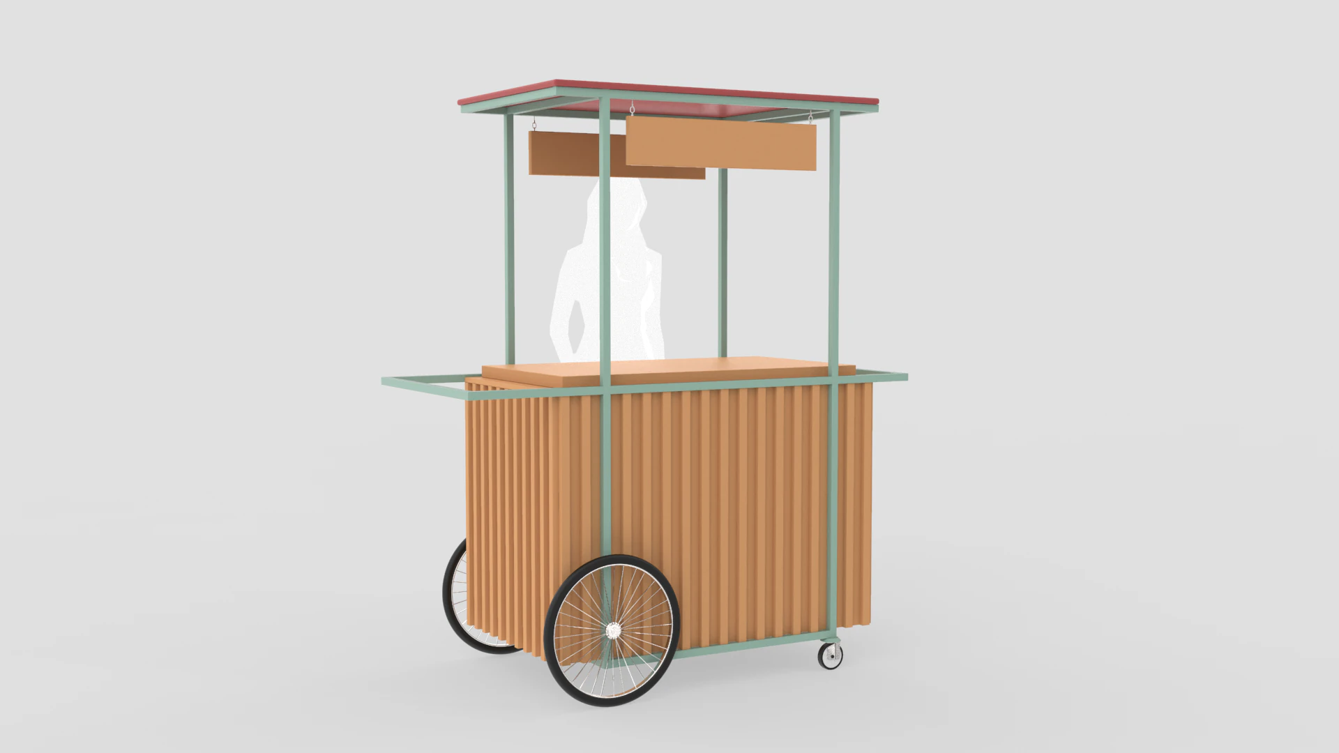 Wooden Push Cart 3D Model .c4d .max .obj .3ds .fbx .stl .blend 