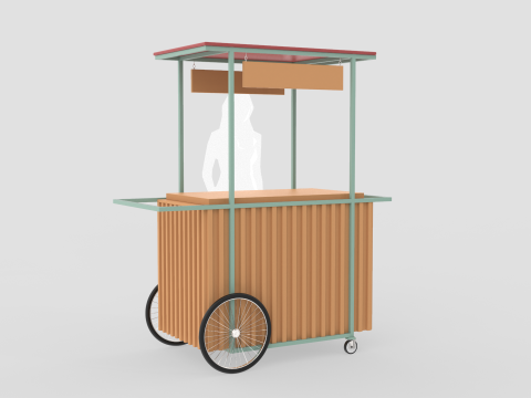 Wooden Push Cart Model 3D