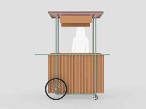 Wooden Push Cart 3D Model