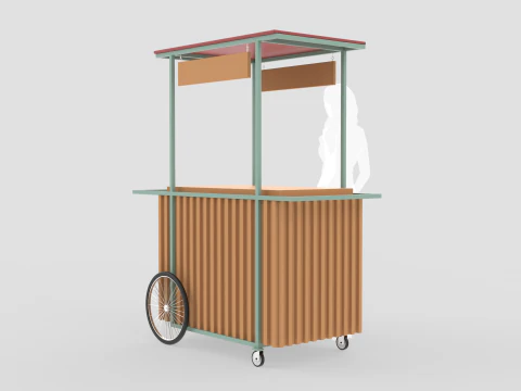 Wooden Push Cart 3D Model