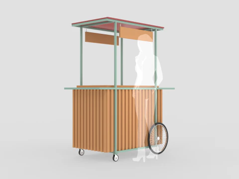 Wooden Push Cart 3D Model
