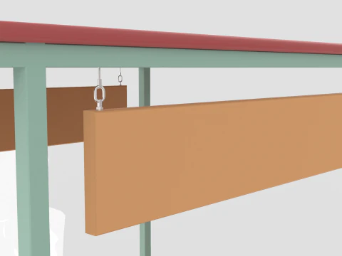 Wooden Push Cart 3D Model