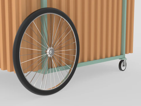Wooden Push Cart 3D Model