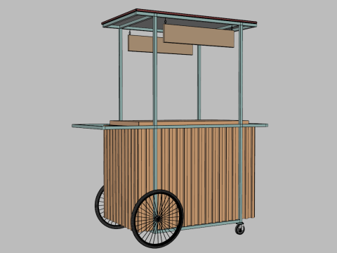 Wooden Push Cart 3D Модель