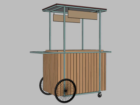 Wooden Push Cart 3D Model